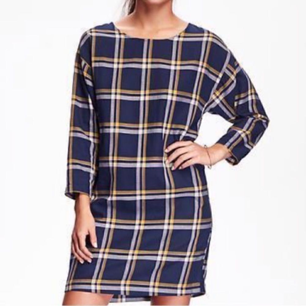 Old Navy Plaid Blue Dress(Size Small)
